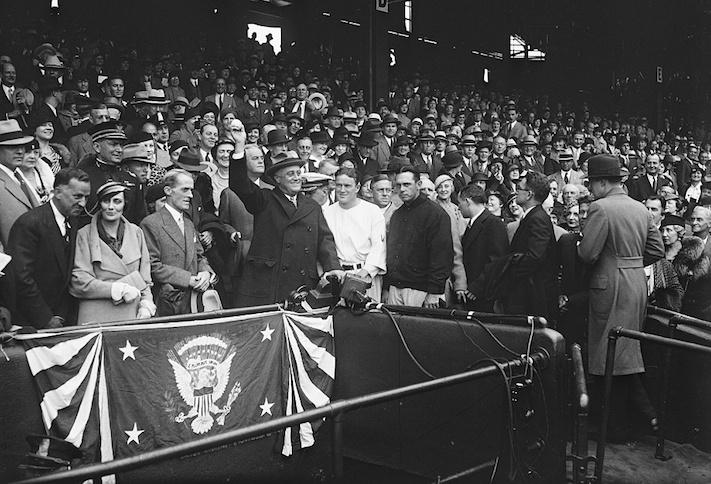 President Franklin D. Roosevelt at D.C.'s Griffith Stadium during the 1933 World Series President Franklin D. Roosevelt at D.C.'s Griffith Stadium during the 1933 World Series