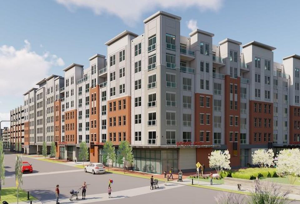 A rendering of the 300-Unit apartment building planned at Monument Realty's Liberty View project in Springfield.