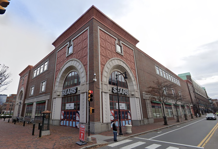 The former Sears building at 60 First St. in Cambridge. 