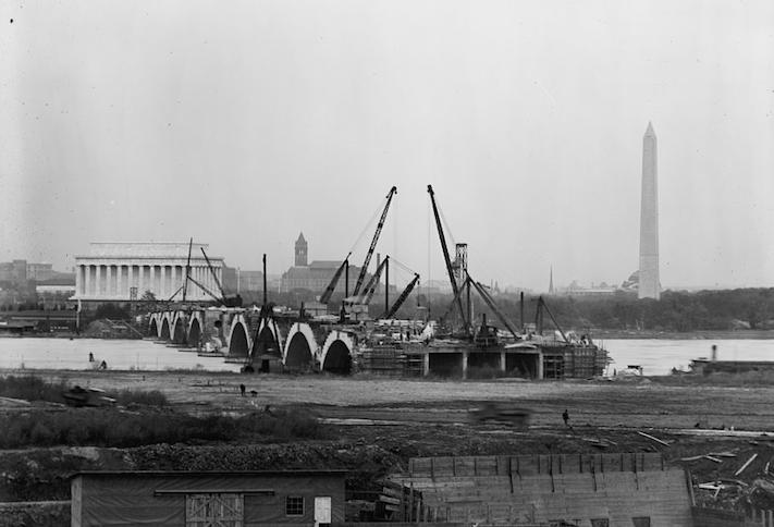 A photo of the Arlington Memorial Bridge under construction, a project that lasted from 1925 to 1932 A photo of the Arlington Memorial Bridge under construction, a project that lasted from 1925 to 1932