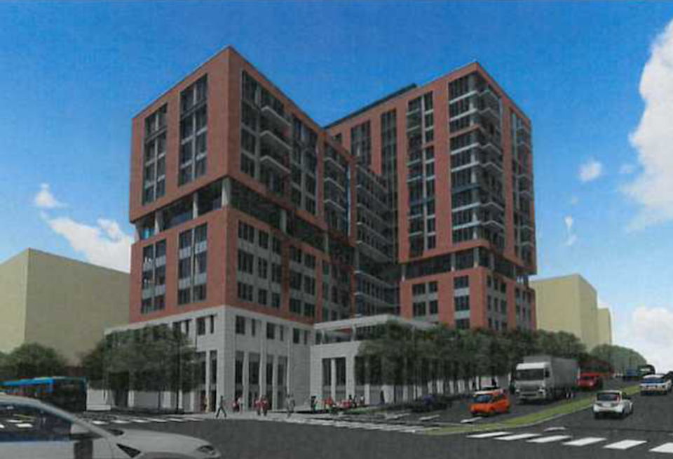 A rendering of the senior-living building proposed at The Boro.