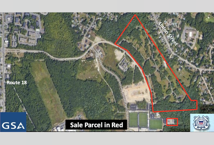 A map of the 51-acre site the GSA is auctioning in South Weymouth. 