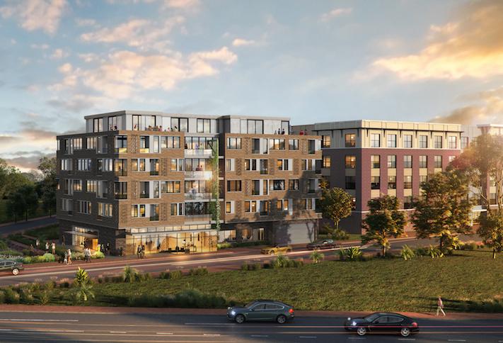 A rendering of a potential multifamily project on the 2510 Sheridan Road site. 
