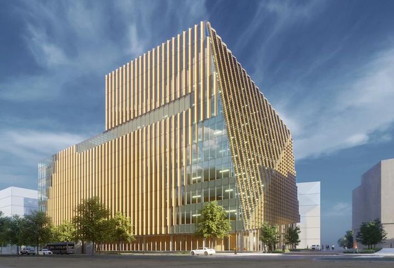 A rendering of the first building planned at the Virginia Tech Innovation Campus. 