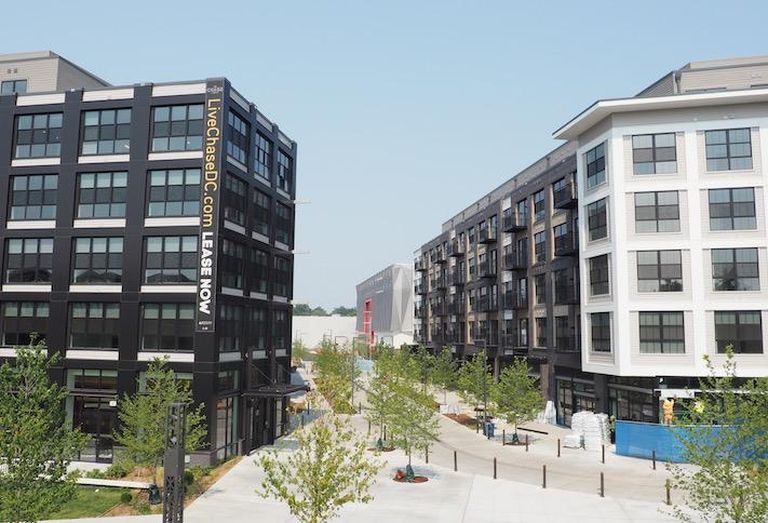 The Bryant Street development, seen from the elevated walkway to the Rhode Island Avenue Metro station. 