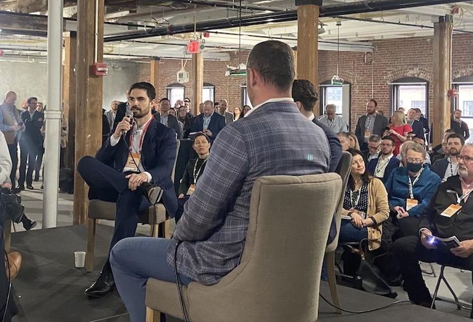 King Street Properties' Tyson Reynoso at Bisnow's Boston Life Sciences Real Estate Conference.