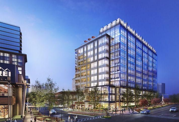 A rendering of the 909 Rose office building at Pike & Rose