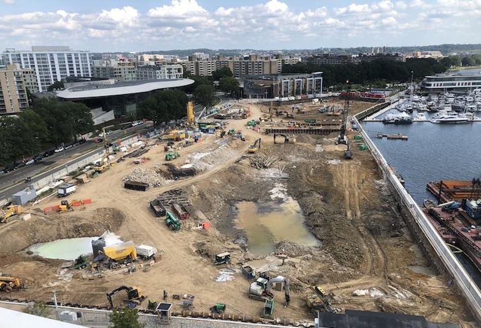 The construction site for Phase 2 of The Wharf, photographed in September