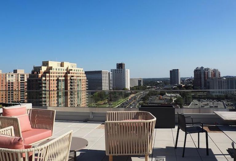 The rooftop of the 909 Rose office building, overlooking Rockville Pike. 