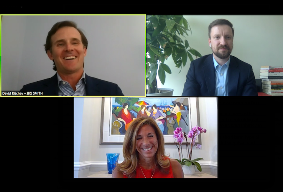Clockwise from top left: JBG Smith's Dave Ritchey, Bisnow's Mike Ponticelli and Cushman & Wakefield's Roberta Liss.