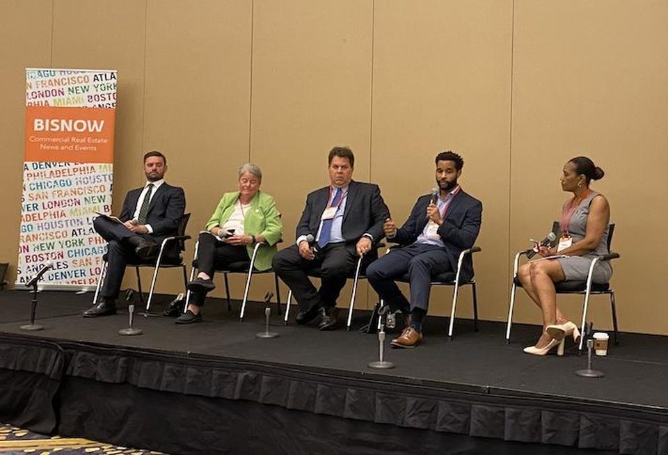HUD's Kevin Bush, DHCD's Polly Donaldson, Montgomery Housing Partnership's Robert Goldman, Enterprise Community Development's Brian McLaughlin and CohnReznick's Winell Belfonte.