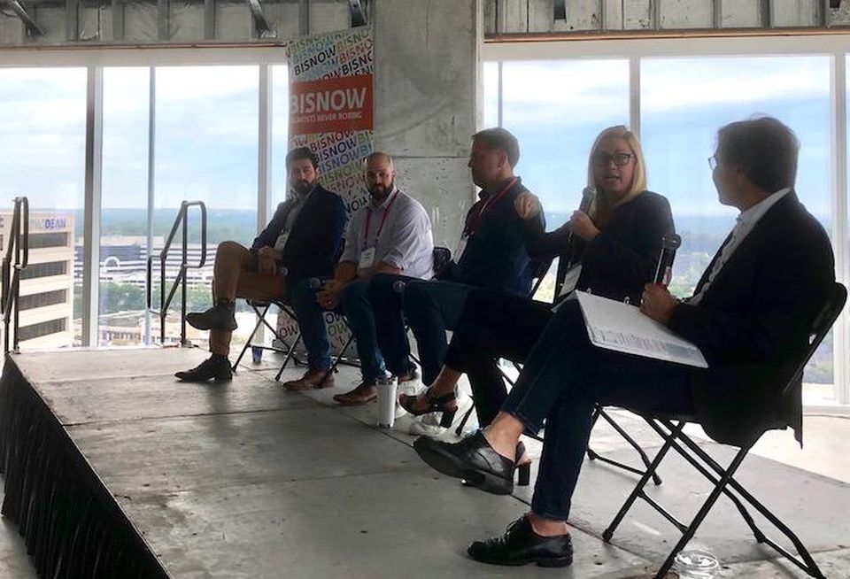 Bluestone Lane's Diego Martin, WhyHotel's Jason Fudin, M.C. Dean's Bill Dean, ID.me's Jean Rosauer and The Meridian Group's Gary Block.