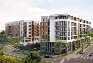 A rendering of the Highland District project at 1768 Old Meadow Road in Tysons. 