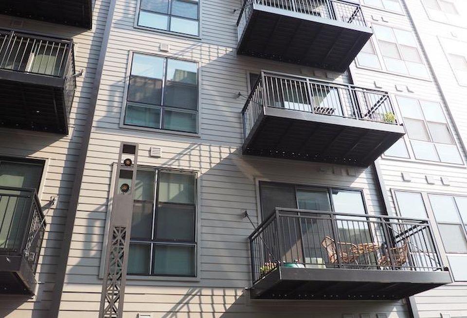 Balconies at MRP Realty's Coda at Bryant Street apartment building.