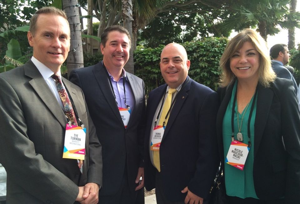 Marriott International SVP Type Turman (L-R), with Mike Murphy, general manager of the new dual-branded Springhill Suites & Residence and Portman Holdings SVP Thomas DeSousa,the project's develop, and Nicole Madcour-Masri.