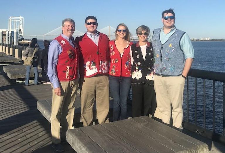 Jefferson Apartment Group CEO Jim Butz with his family in Christmas sweaters