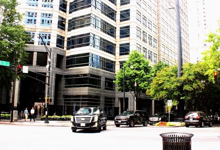The intersection of 14th and Peachtree streets in Midtown Atlanta -- the heart of Midtown's office environment. 
