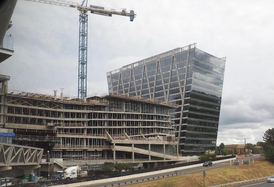 The new buildings under construction at Reston Station, photographed Oct. 7, 2019.