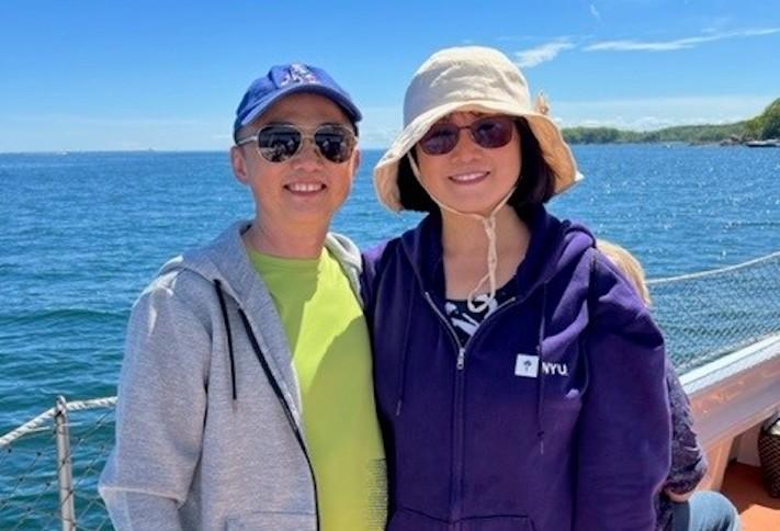 Pamela Yang sailing in Gloucester, MA with her husband.