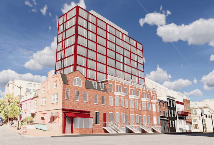 A rendering of the hotel project Acumen Cos. has planned on H Street NW between Fifth and Sixth streets in Chinatown