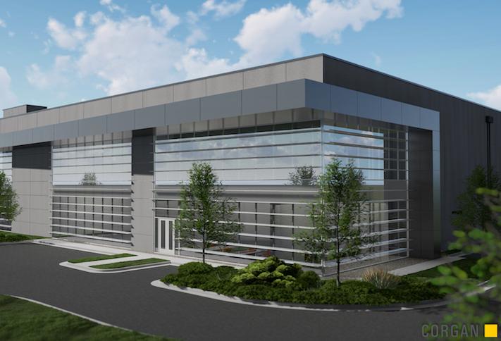 A rendering of one of the data centers Stack Infrastructure and Peterson Cos. have planned for a 125-acre Manassas campus
