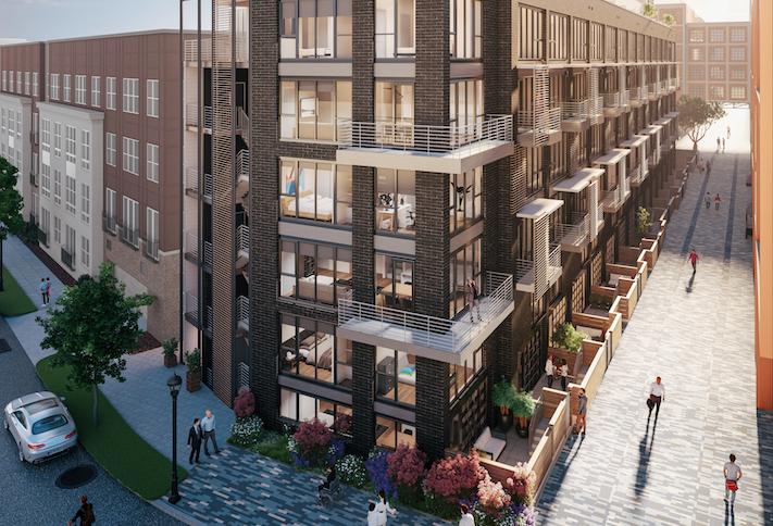 A rendering of Grosvenor's City Homes condo project in Eckington. 