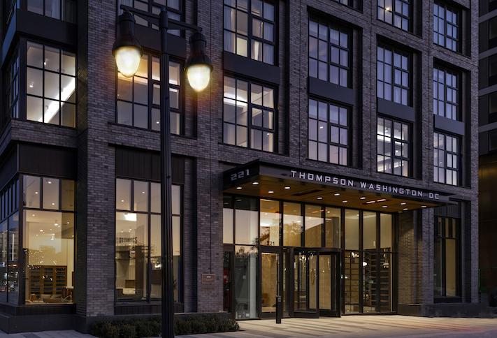 The entrance to the Thompson Washington D.C. hotel at The Yards