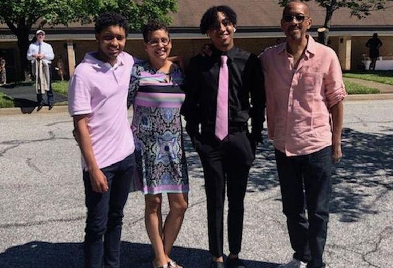 Nicole Urquhart-Bradley with her sons, Wayne Bradley Jr., Ryan Bradley and husband, Wayne Bradley Sr.