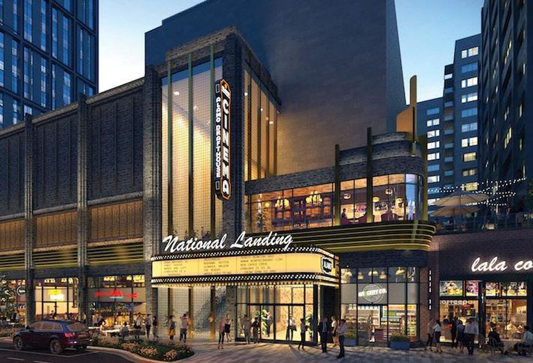 A rendering of the Alamo Drafthouse and surrounding retail JBG Smith is planning in Crystal City