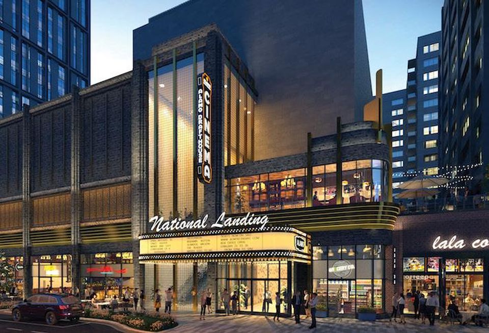 A rendering of the Alamo Drafthouse and surrounding retail JBG Smith is planning in Crystal City