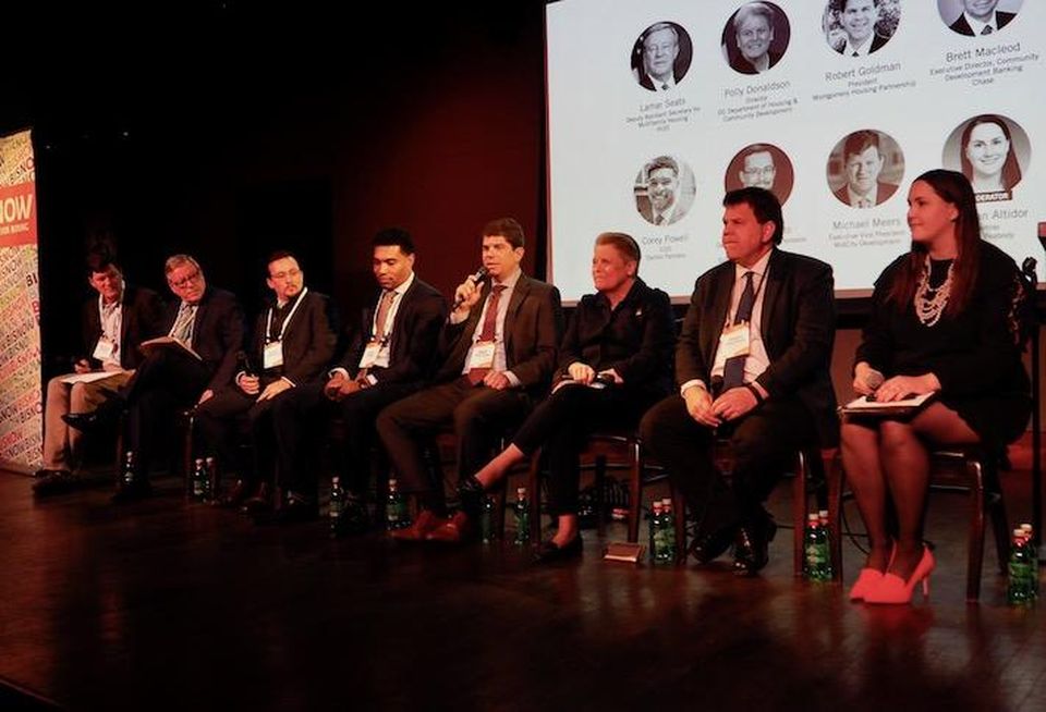 MidCity's Michael Meers, HUD's Lamar Seats, Gilbane's Blaise Rastello, Dantes Partners' Corey Powell, Chase's Brett Macleod, DCHD's Polly Donaldson, Montgomery Housing Partnership's Robert Goldman and Nixon Peabody's Meghan Altidor