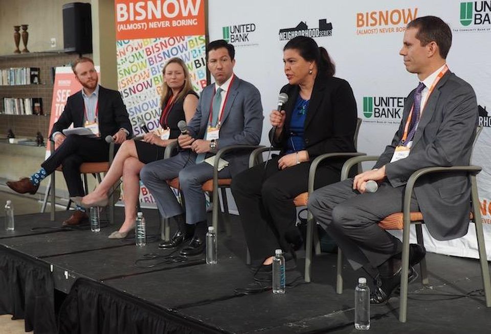 CoStar Group's Nick Mills, HYL Architecture's Whitney Loke, Savills' Scott Hoffman, WMATA's Nina Albert and The GSA's Dan Mathews