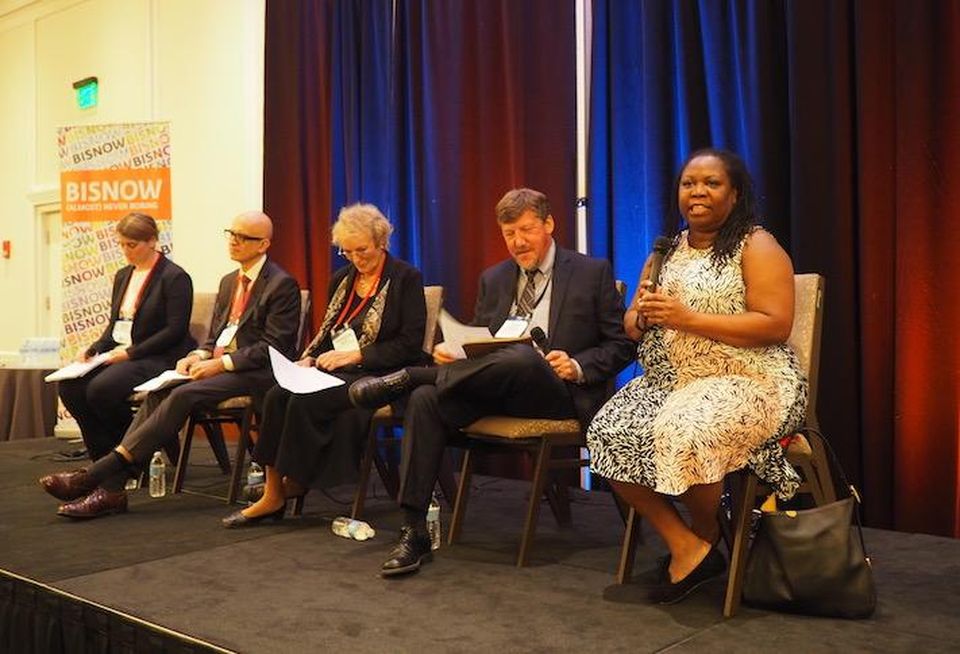 Goulston & Storrs' Megan Watts, McKinsey & Co.'s Nav Singh, Oaktree Development's Gwendolyn Noyes, Massachusetts Housing Partnership's Clark Ziegler and MassHousing's Chrystal Kornegay