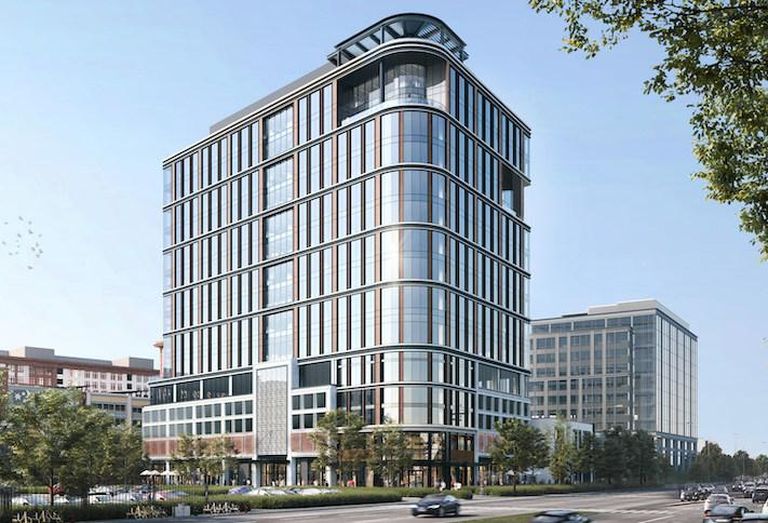A rendering of the 915 Meeting Street office building planned at Pike & Rose. 