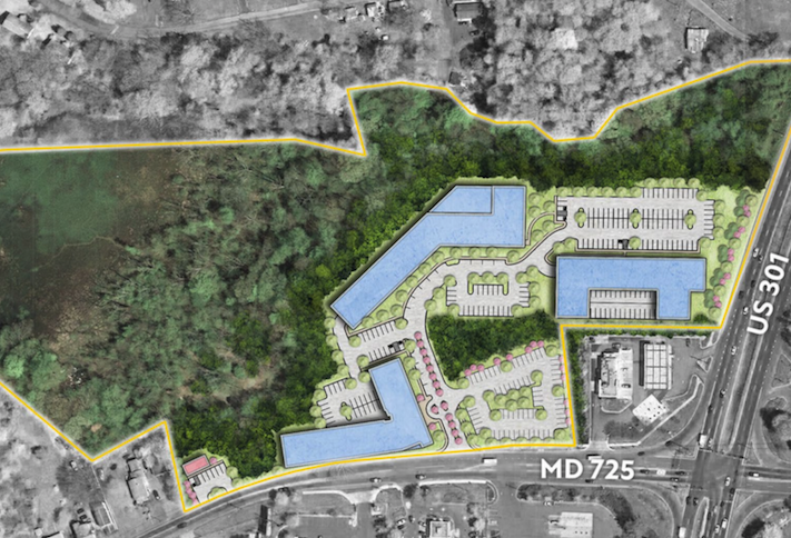A site plan for the proposed Marlboro Gateway development in Prince George's County. 