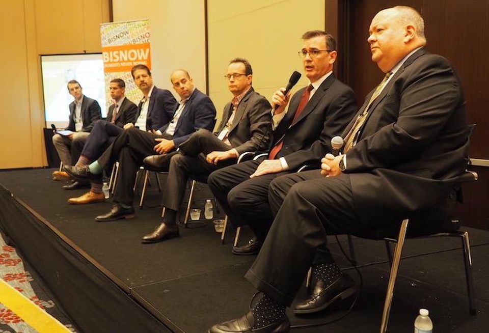 DPR's Christopher Hoffman, JBG Smith's Scott Franklin, Howard Hughes' Greg Fitchitt, Michael Graves' Matt Ligas, Foulger-Pratt's Michael Abrams, Skanska's Mark Carroll and Colonial Parking's Andrew Blair