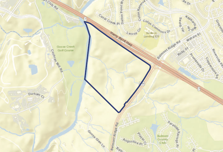 A map from Vantage's application showing the 134-acre size where it plans a new data center campus. 