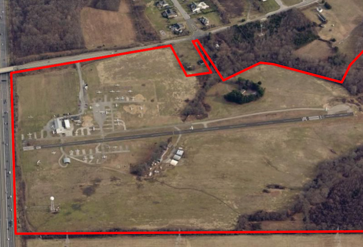 An aerial view of the Freeway Airport site along Route 50 in Bowie. 