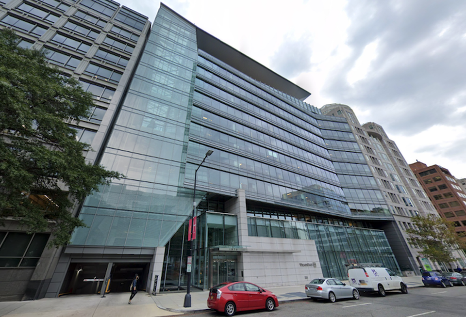 The office building at 1875 Pennsylvania Ave. NW that WilmerHale will vacate in 2022.