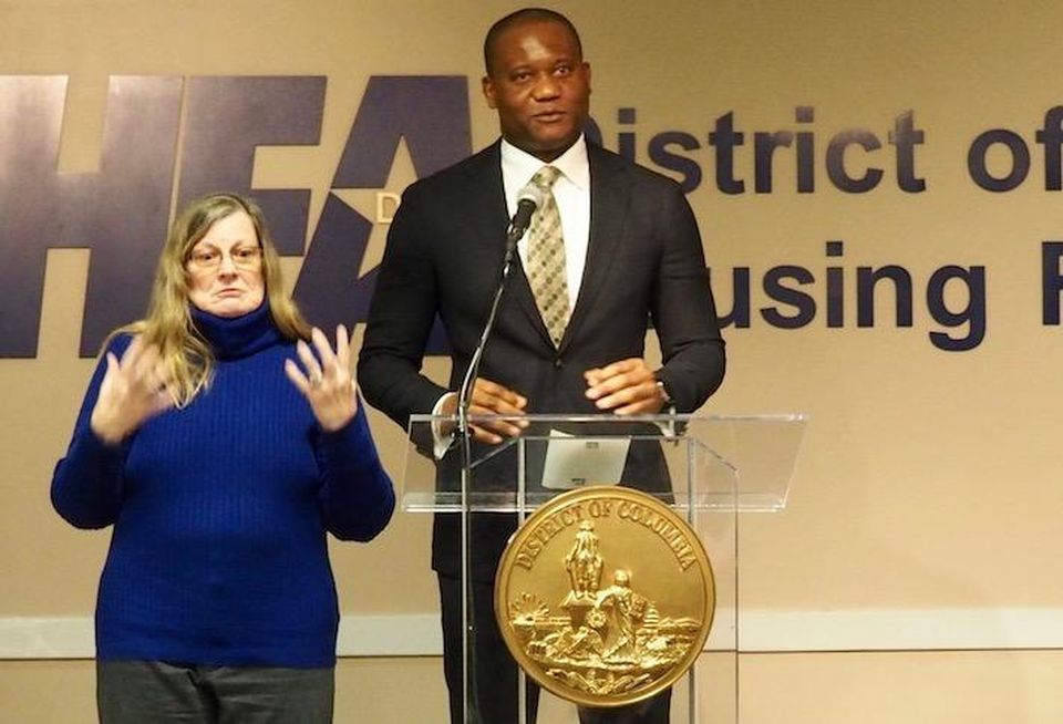 Dantes Partners founder Buwa Binitie speaking in January at a D.C. Housing Finance Agency event