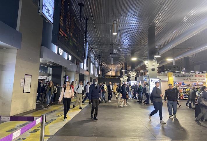 Commuters at North Station on their way to work.