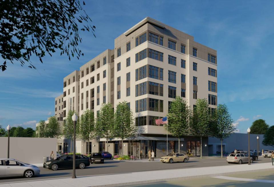 A rendering of the redevelopment on the American Legion site in Arlington's Virginia Square neighborhood