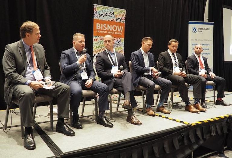 CBRE's David Webb, The Donaldson Group's Carlton Einsel, Harbor Group International's Matt Jones, TrueAmerica Multifamily's Matt Ferrari, Aion Partners' Sean Belfi and FCP's Jason Bonderenko