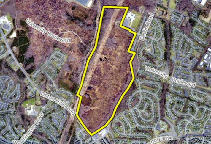 An aerial view of the 269-acre site in Bristow, Virginia. 
