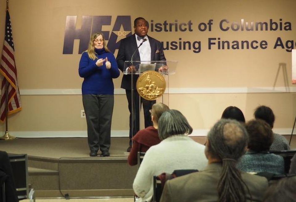 DCHFA Interim Executive Director Christopher Donald speaking at the New Year New Housing event Jan. 17.