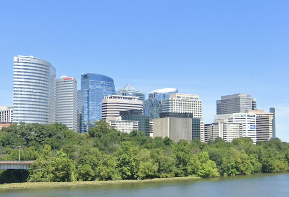 The skyline in Rosslyn, Virginia, a commercial district just across the river from D.C.
