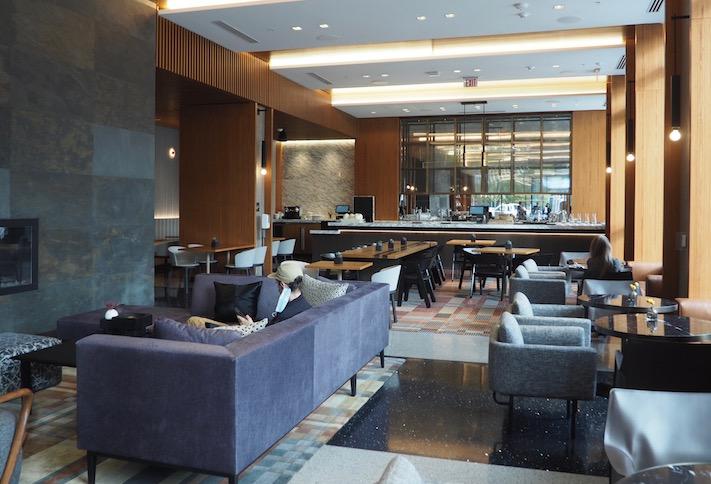 The lounge area on the first floor of the AC Hotel Washington D.C. Convention Center.