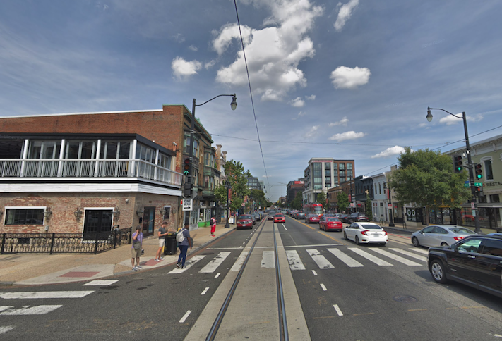 The view looking east on H Street NE from the Fourth Street intersection
