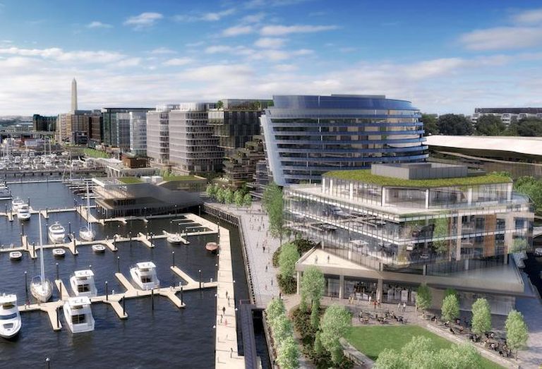 A rendering of Phase 2 of The Wharf, with the 610 Water building on the right. 
