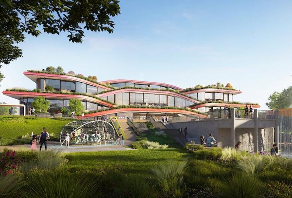 A rendering of the library Howard Hughes planned in Downtown Columbia.